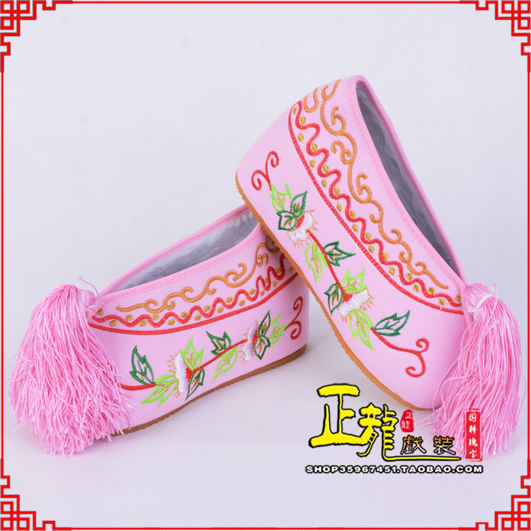 宣武花旦鞋女绣花彩鞋 舒适款草花内高彩鞋
